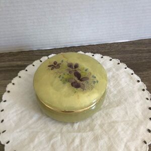 Vtg Hand Carved Italian Alabaster Trinket Box